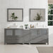 Ravenna 84" Double Sink Bathroom Vanity Combo Set, 7-Drawers, 2 Shelve, 3 Cabinet White Engineered Marble Top and Ceramic Vessel Sink Bathroom Cabinet with Free Mirrors - HomeBeyond