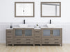 Ravenna 96" Double Sink Bathroom Vanity Combo Set, 10 Drawers 2 Shelves 4 Cabinets White Engineered Marble Top and Ceramic Vessel Sink Bathroom Cabinet with Free Mirrors - HomeBeyond