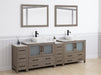 Ravenna 96" Double Sink Bathroom Vanity Combo Set, 10 Drawers 2 Shelves 4 Cabinets White Engineered Marble Top and Ceramic Vessel Sink Bathroom Cabinet with Free Mirrors - HomeBeyond