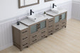 Ravenna 96" Double Sink Bathroom Vanity Combo Set, 10 Drawers 2 Shelves 4 Cabinets White Engineered Marble Top and Ceramic Vessel Sink Bathroom Cabinet with Free Mirrors - HomeBeyond
