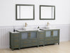 Ravenna 96" Double Sink Bathroom Vanity Combo Set, 10 Drawers 2 Shelves 4 Cabinets White Engineered Marble Top and Ceramic Vessel Sink Bathroom Cabinet with Free Mirrors - HomeBeyond