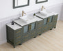 Ravenna 96" Double Sink Bathroom Vanity Combo Set, 13 Drawers 2 Shelves 5 Cabinets Engineered Marble Top and Ceramic Sink Bathroom Cabinet with Mirrors - HomeBeyond