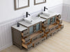 Ravenna 96" Double Sink Bathroom Vanity Combo Set, 13 Drawers 2 Shelves 5 Cabinets Engineered Marble Top and Ceramic Sink Bathroom Cabinet with Mirrors - HomeBeyond