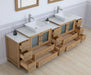 Ravenna 96" Double Sink Bathroom Vanity Combo Set, 13 Drawers 2 Shelves 5 Cabinets Engineered Marble Top and Ceramic Sink Bathroom Cabinet with Mirrors - HomeBeyond