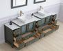 Ravenna 96" Double Sink Bathroom Vanity Combo Set, 13 Drawers 2 Shelves 5 Cabinets Engineered Marble Top and Ceramic Sink Bathroom Cabinet with Mirrors - HomeBeyond
