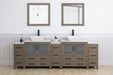 Ravenna 96" Double Sink Bathroom Vanity Combo Set, 13 Drawers 2 Shelves 5 Cabinets Engineered Marble Top and Ceramic Sink Bathroom Cabinet with Mirrors - HomeBeyond