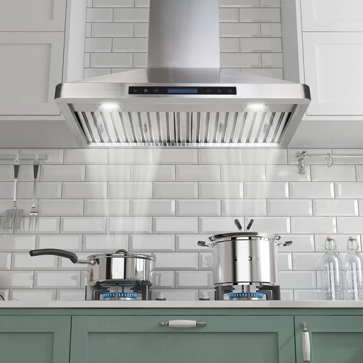 Stainless Steel Range Hood with Heat Sensor Automation Wall Mounted 30-Inch - HomeBeyond
