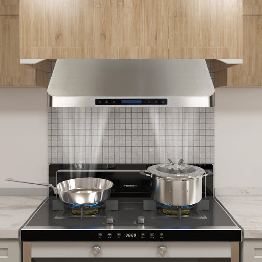 Under Cabinet Mounted Range Hood Brushed Stainless Steel Finish - HomeBeyond