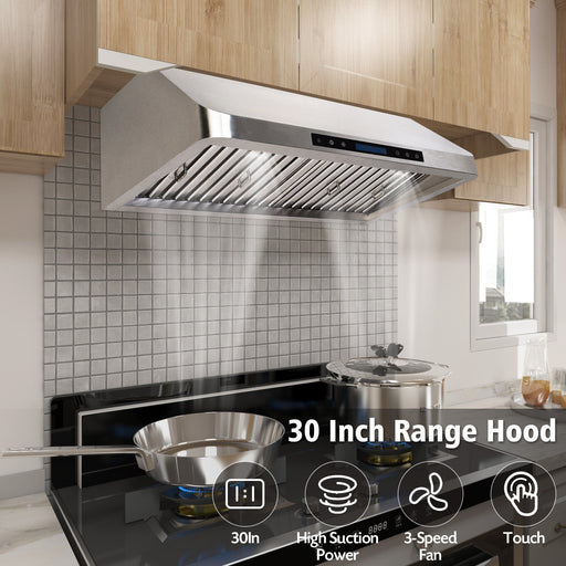 Under Cabinet Mounted Range Hood Brushed Stainless Steel Finish - HomeBeyond