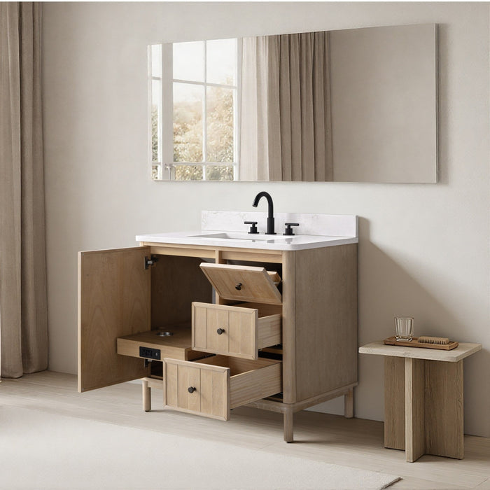 Vanity Art 36" Single Sink Freestanding Bathroom Vanity with Engineered Stone Top - HomeBeyond