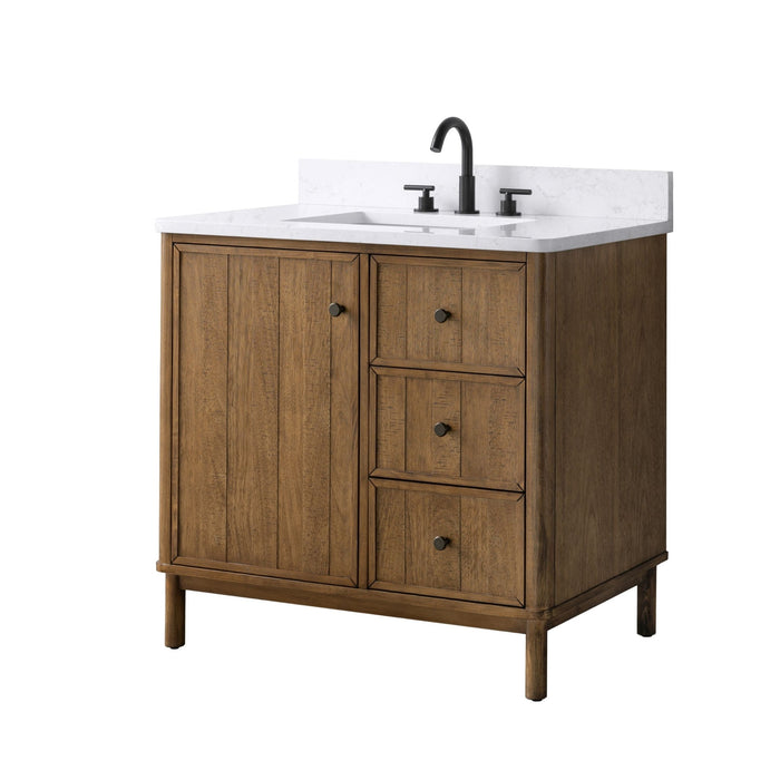 Vanity Art 36" Single Sink Freestanding Bathroom Vanity with Engineered Stone Top - HomeBeyond