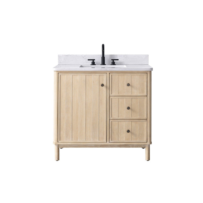 Vanity Art 36" Single Sink Freestanding Bathroom Vanity with Engineered Stone Top - HomeBeyond