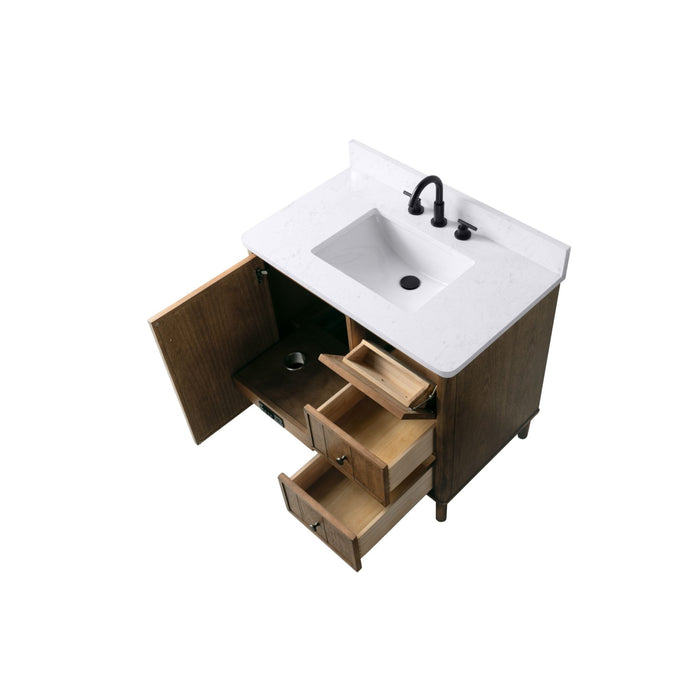 Vanity Art 36" Single Sink Freestanding Bathroom Vanity with Engineered Stone Top - HomeBeyond