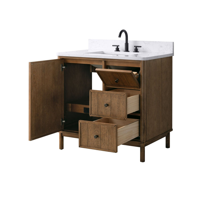Vanity Art 36" Single Sink Freestanding Bathroom Vanity with Engineered Stone Top - HomeBeyond