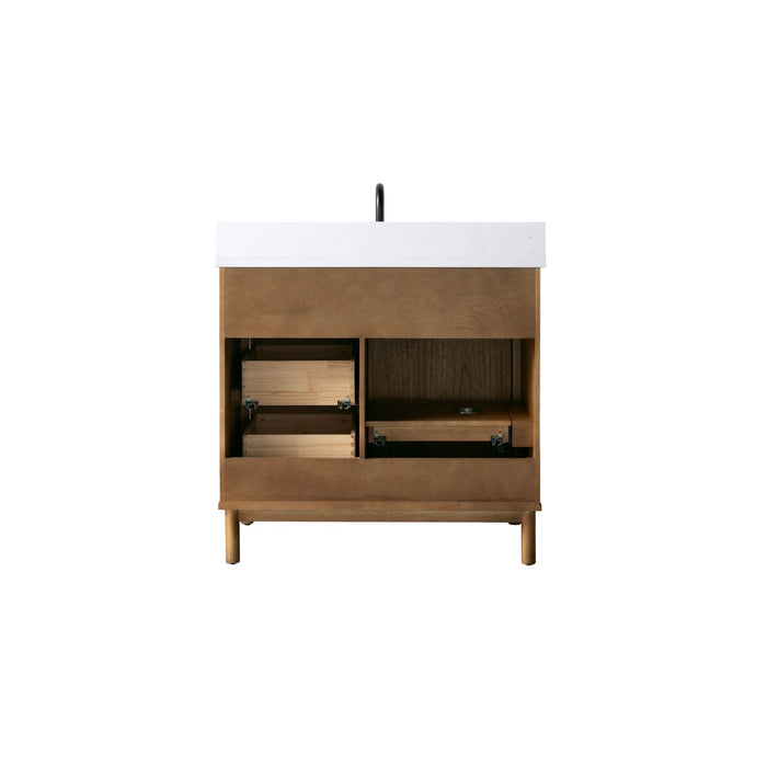 Vanity Art 36" Single Sink Freestanding Bathroom Vanity with Engineered Stone Top - HomeBeyond
