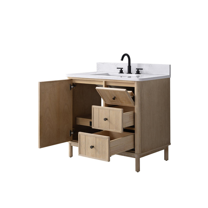 Vanity Art 36" Single Sink Freestanding Bathroom Vanity with Engineered Stone Top - HomeBeyond