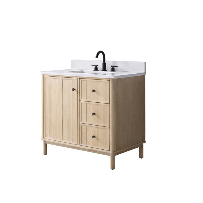 Vanity Art 36" Single Sink Freestanding Bathroom Vanity with Engineered Stone Top - HomeBeyond