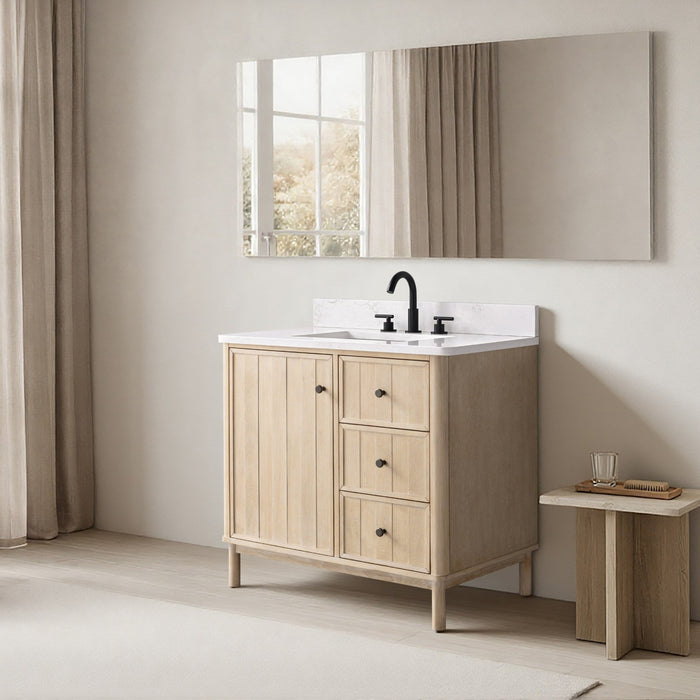 Vanity Art 36" Single Sink Freestanding Bathroom Vanity with Engineered Stone Top - HomeBeyond