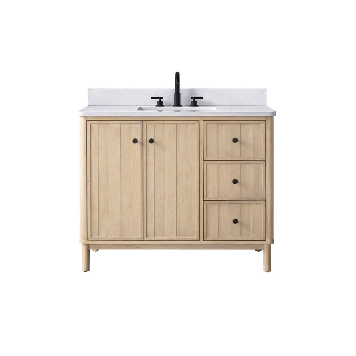 Vanity Art 42" Single Sink Freestanding Bathroom Vanity with Engineered Stone Top - HomeBeyond
