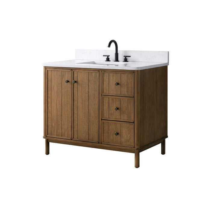 Vanity Art 42" Single Sink Freestanding Bathroom Vanity with Engineered Stone Top - HomeBeyond