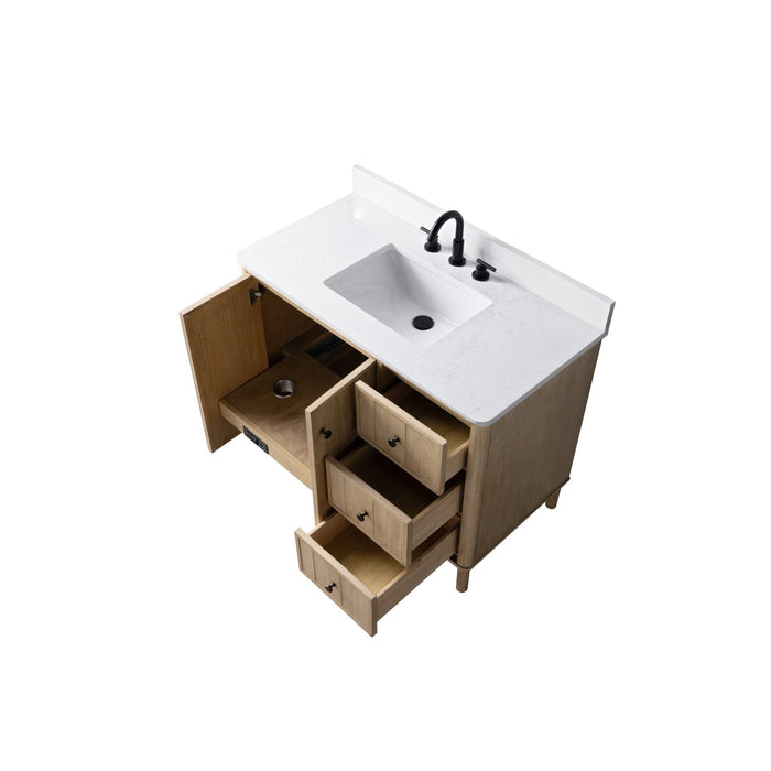 Vanity Art 42" Single Sink Freestanding Bathroom Vanity with Engineered Stone Top - HomeBeyond