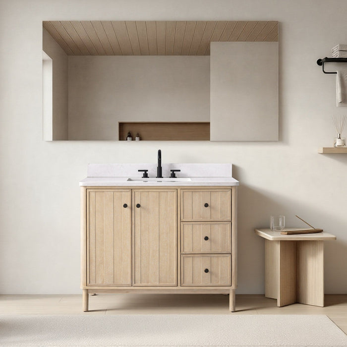 Vanity Art 42" Single Sink Freestanding Bathroom Vanity with Engineered Stone Top - HomeBeyond