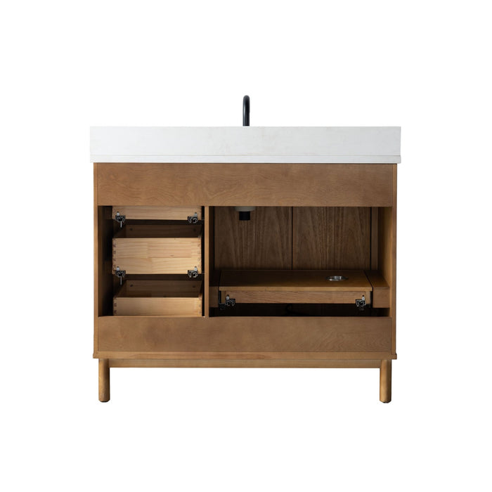 Vanity Art 42" Single Sink Freestanding Bathroom Vanity with Engineered Stone Top - HomeBeyond