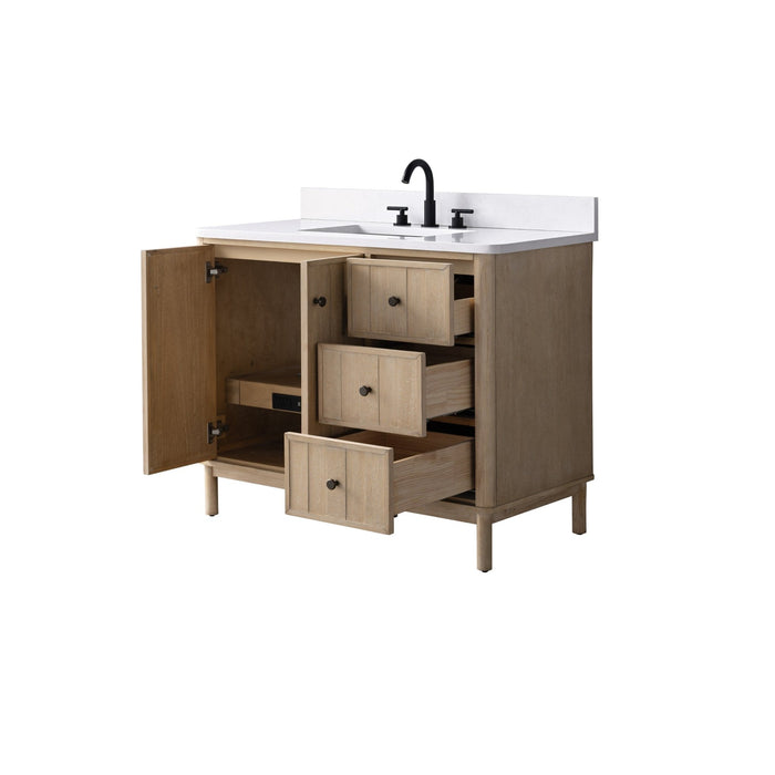Vanity Art 42" Single Sink Freestanding Bathroom Vanity with Engineered Stone Top - HomeBeyond