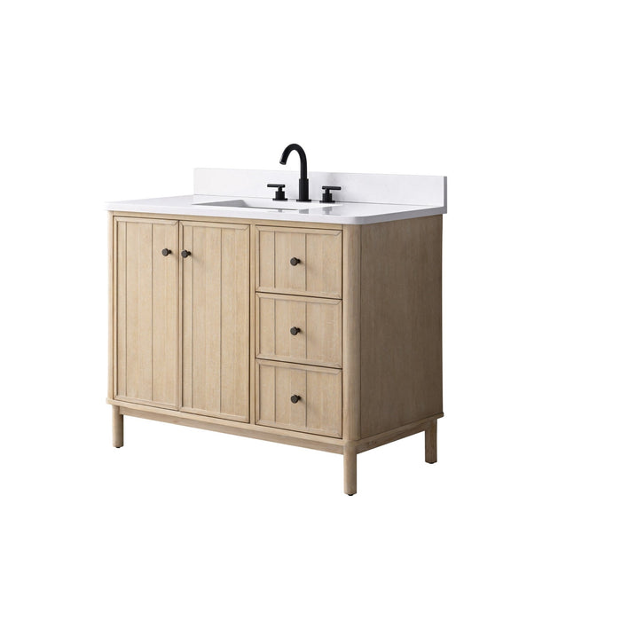 Vanity Art 42" Single Sink Freestanding Bathroom Vanity with Engineered Stone Top - HomeBeyond