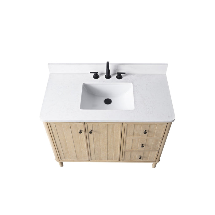 Vanity Art 42" Single Sink Freestanding Bathroom Vanity with Engineered Stone Top - HomeBeyond