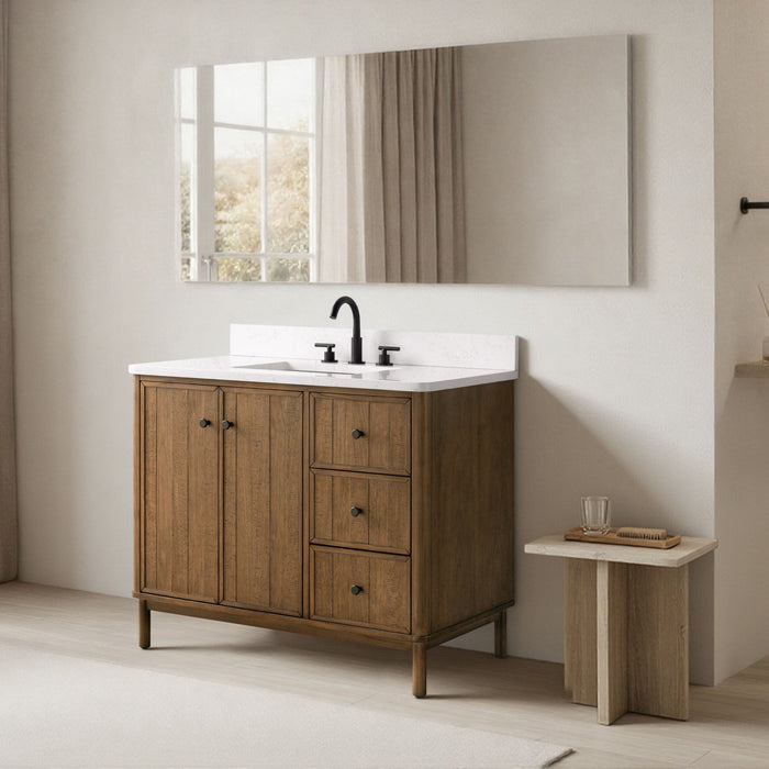 Vanity Art 42" Single Sink Freestanding Bathroom Vanity with Engineered Stone Top - HomeBeyond
