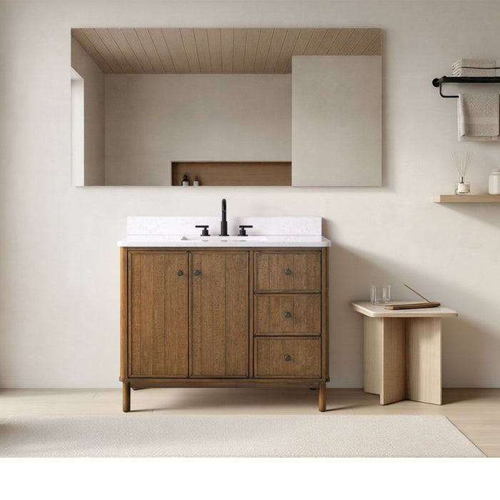 Vanity Art 42" Single Sink Freestanding Bathroom Vanity with Engineered Stone Top - HomeBeyond