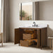 Vanity Art 48" Freestanding Bathroom Vanity with Integrated Finger Pull Doors and Engineered Stone Top - HomeBeyond