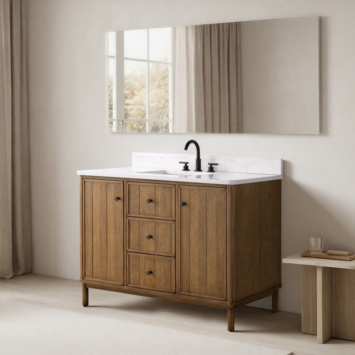 Vanity Art 48" Single Sink Freestanding Bathroom Vanity with Engineered Stone Top - HomeBeyond