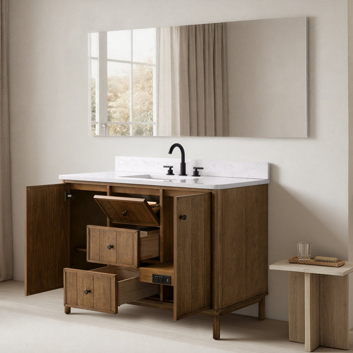 Vanity Art 48" Single Sink Freestanding Bathroom Vanity with Engineered Stone Top - HomeBeyond