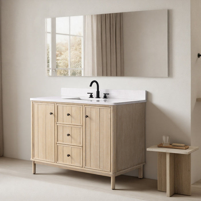 Vanity Art 48" Single Sink Freestanding Bathroom Vanity with Engineered Stone Top - HomeBeyond