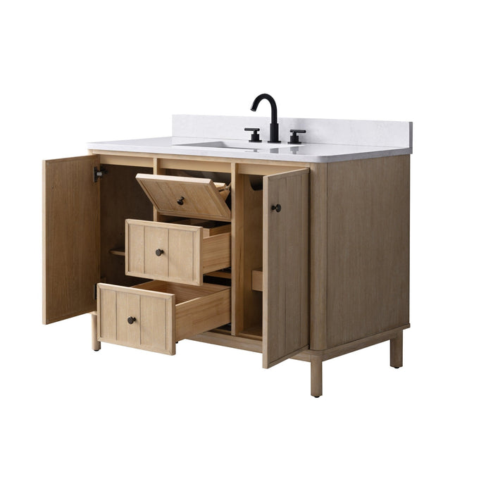 Vanity Art 48" Single Sink Freestanding Bathroom Vanity with Engineered Stone Top - HomeBeyond