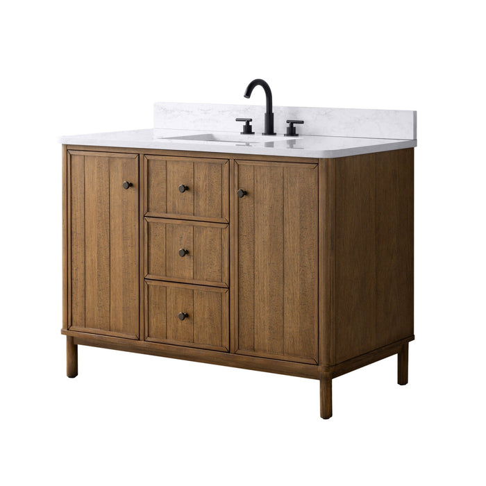 Vanity Art 48" Single Sink Freestanding Bathroom Vanity with Engineered Stone Top - HomeBeyond