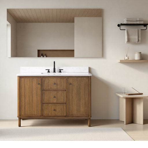 Vanity Art 48" Single Sink Freestanding Bathroom Vanity with Engineered Stone Top - HomeBeyond