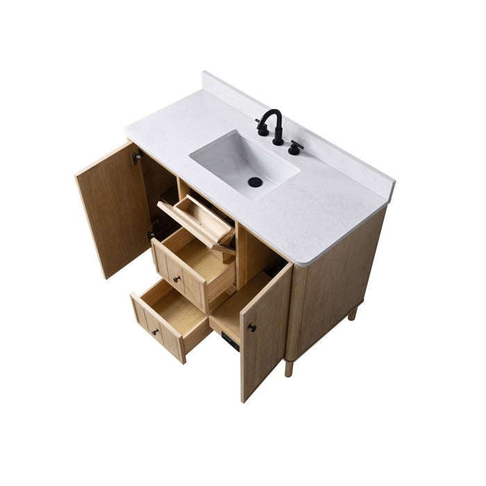 Vanity Art 48" Single Sink Freestanding Bathroom Vanity with Engineered Stone Top - HomeBeyond