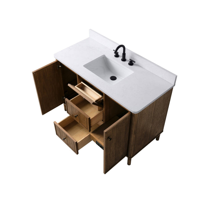Vanity Art 48" Single Sink Freestanding Bathroom Vanity with Engineered Stone Top - HomeBeyond
