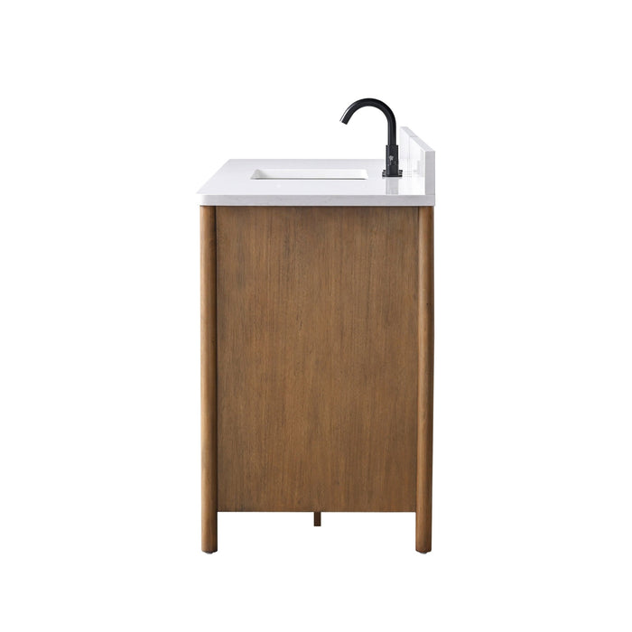 Vanity Art 60" Freestanding Bathroom Vanity with Integrated Finger Pull Doors and Engineered Stone Top - HomeBeyond