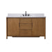 Vanity Art 60" Freestanding Bathroom Vanity with Integrated Finger Pull Doors and Engineered Stone Top - HomeBeyond