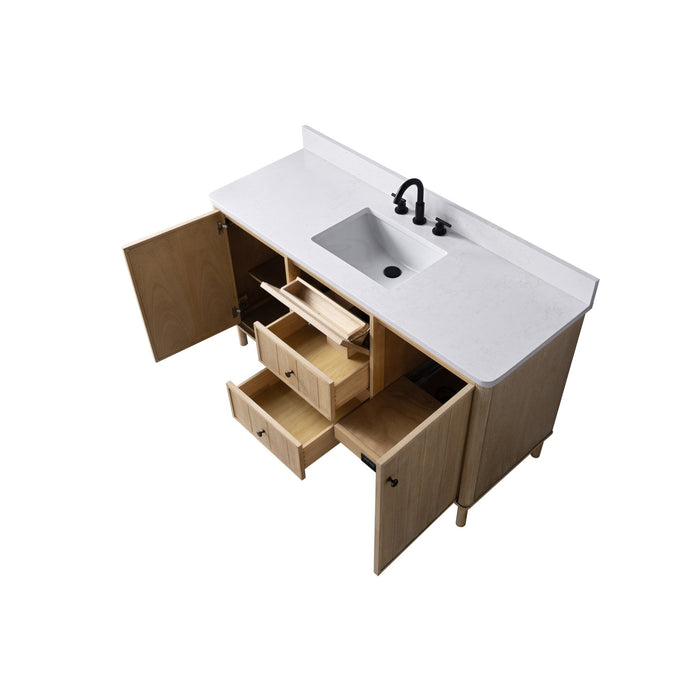 Vanity Art 60" Single Sink Freestanding Bathroom Vanity with Engineered Stone Top - HomeBeyond