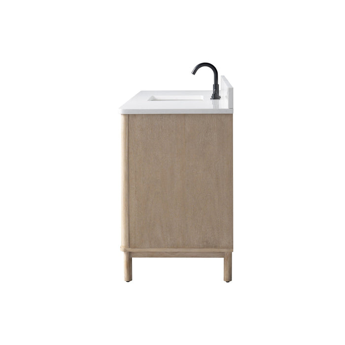 Vanity Art 60" Single Sink Freestanding Bathroom Vanity with Engineered Stone Top - HomeBeyond