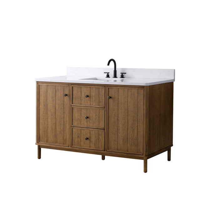 Vanity Art 60" Single Sink Freestanding Bathroom Vanity with Engineered Stone Top - HomeBeyond