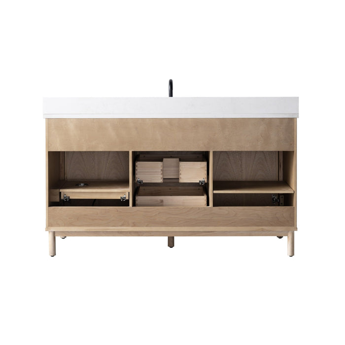 Vanity Art 60" Single Sink Freestanding Bathroom Vanity with Engineered Stone Top - HomeBeyond
