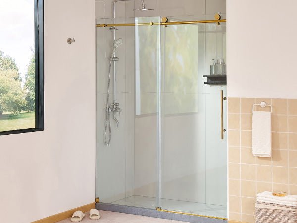 Vanity Art 60 x 76 Inches Frameless Single Sliding Glass Barn Shower Door Chrome - VASSD6076CH - HomeBeyond