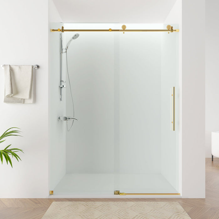 Vanity Art 60 x 76 Inches Frameless Single Sliding Glass Barn Shower Door Chrome - VASSD6076CH - HomeBeyond