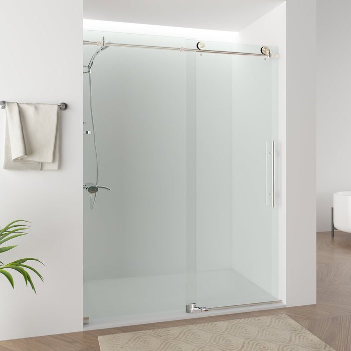 Vanity Art 60 x 76 Inches Frameless Single Sliding Glass Barn Shower Door Chrome - VASSD6076CH - HomeBeyond